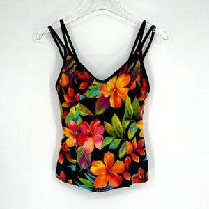 Miraclesuit Tankini Swimsuit Womens 10 Floral Hawaiian Tropical Bathing Suit